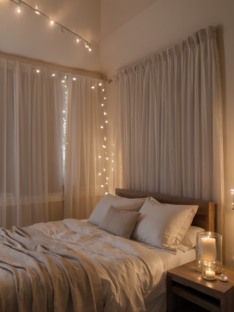 Cozy Apartment Bedroom Inspo: Sheer Curtains, Fairy Lights, Candles!