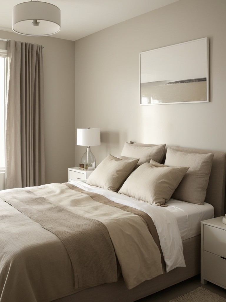 Serene Minimalist Bedroom Decor: Calm and Neutral Tones for Relaxation.