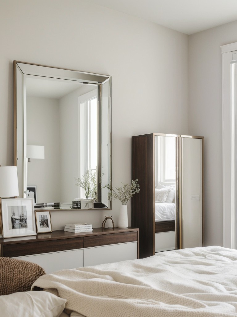 Minimalist Apartment Tranquility: Amplify Space with a Statement Mirror!