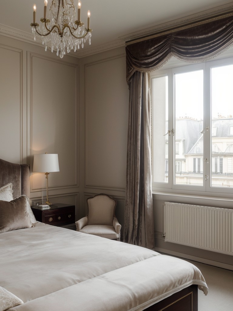 French Chic: Minimalist Apartment Bliss with Velvet Bedframe & Vintage Vanity