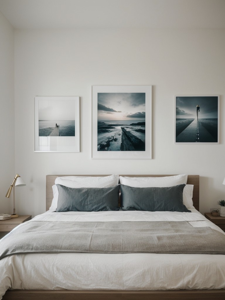 Sleek Apartment Bedroom: Personalize with Curated Art & Photos