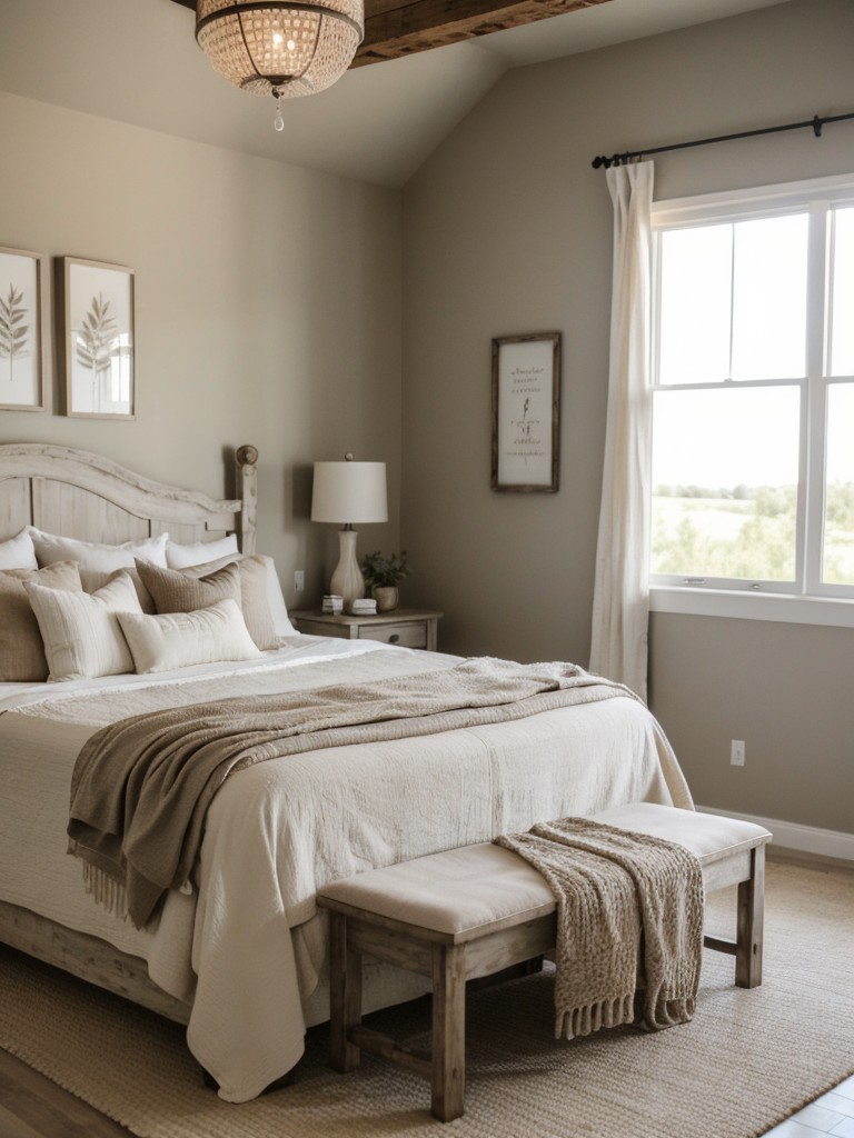 Cozy Apartment Bedroom with Farmhouse-Inspired Rustic Decor