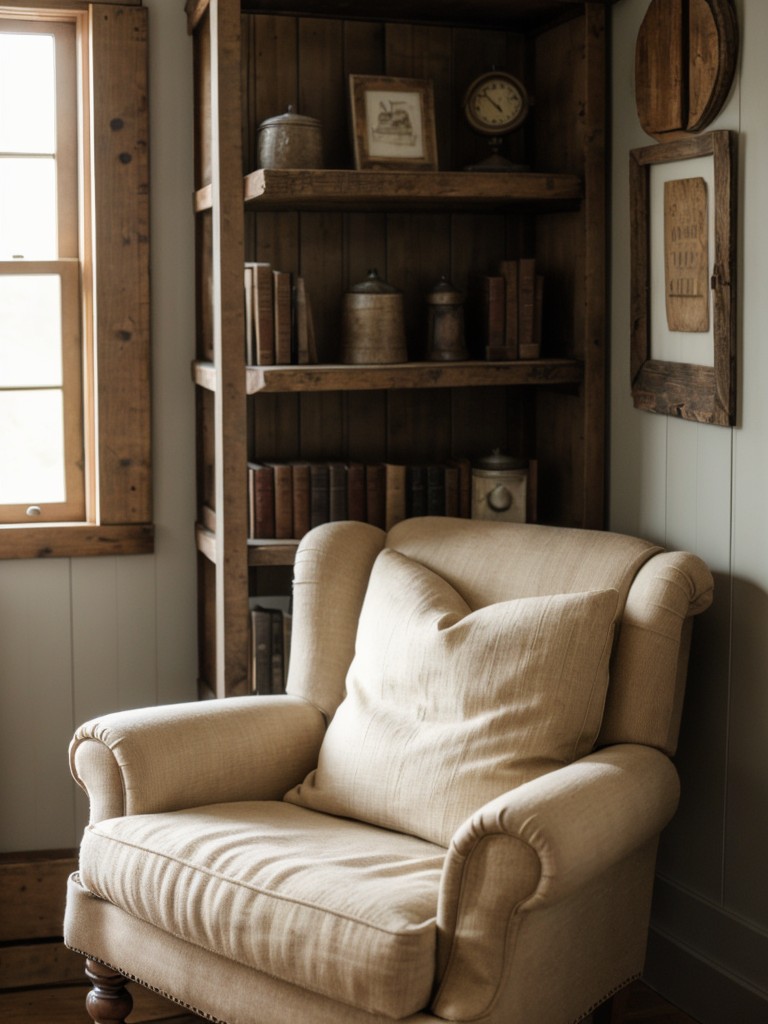 Cozy Farmhouse Bedroom: Rustic Reading Nook with Vintage Charm