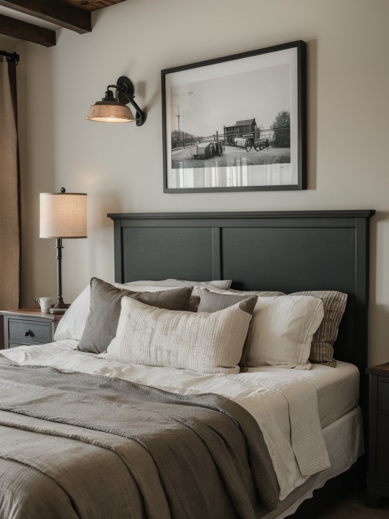 Modern Farmhouse Bedroom: Rustic Decor with Sleek Metal Accents