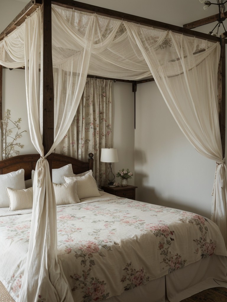 Romantic Rustic Bedroom: Add Charm with Canopy Bed and Florals!