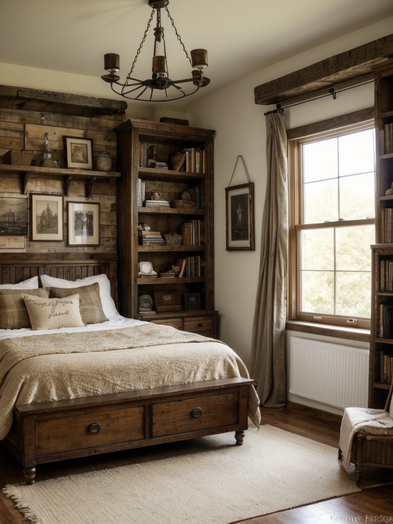 Rustic Vintage Bedroom: Decorate with Antique Books and Cameras