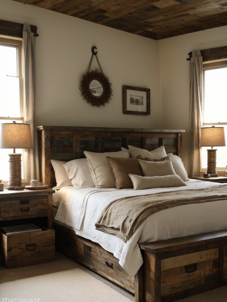 Rustic Elegance: Vintage Bedroom Décor with Distressed Wood Storage