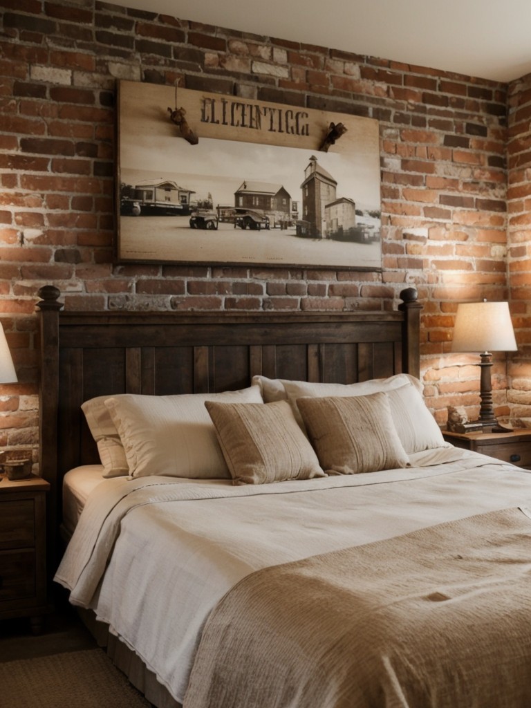 Rustic Bedroom Dreams: Exposed Brick & Stone Walls for Vintage Charm!