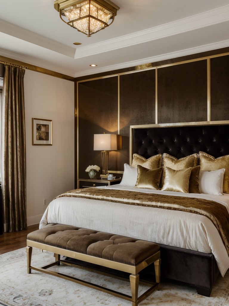 Glamorous Art Deco Bedroom Decor: Velvet, Gold Accents & Opulent Lighting