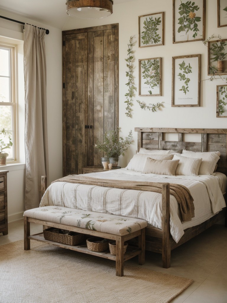 Rustic-Inspired Apartment Bedroom: Dreamy and Botanical