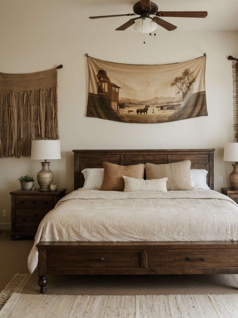 Charming Tapestry Wall Décor for Dreamy Rustic Apartment Bedroom