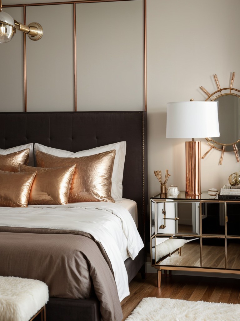 Stylish Apartment Decor: Embrace Metallic Accents for a Modern Bedroom!