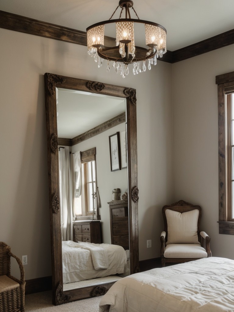 Chic Rustic Bedroom: Amplify Romance with an Ornate Mirror