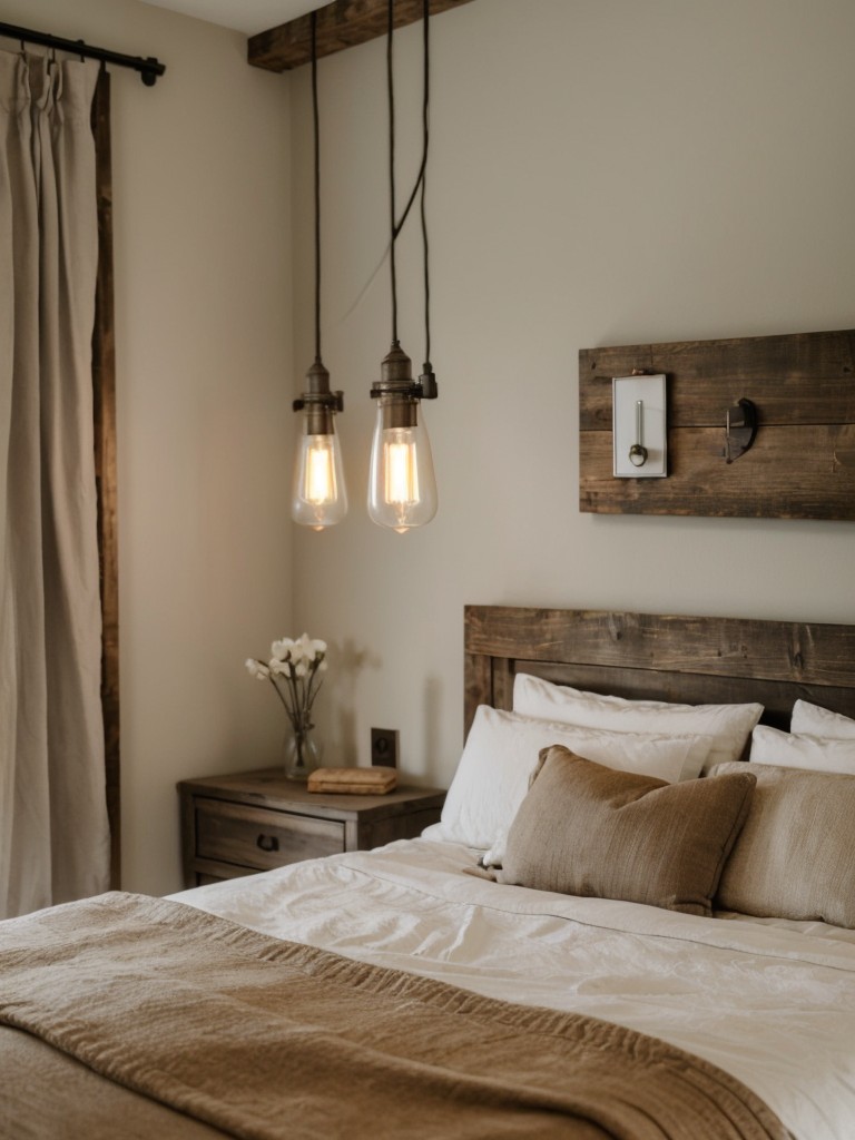 Cozy & Stylish Apartment Bedroom: Wall-Mounted Lights for Space-Saving Romance!