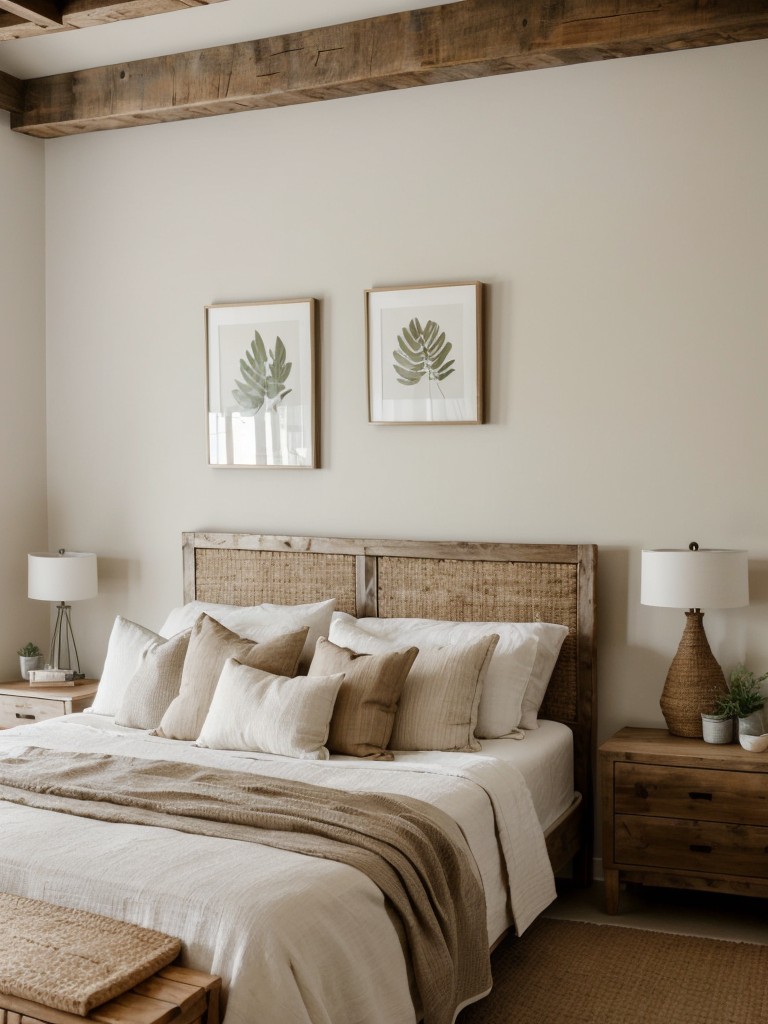 Serene Rustic Bedroom: Natural materials for a modern touch