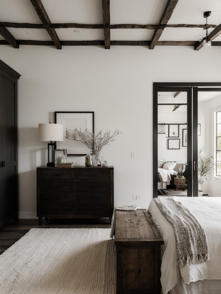 Chic Monochrome Apartment Vibes: Rustic Boho Bedroom Decor Ideas