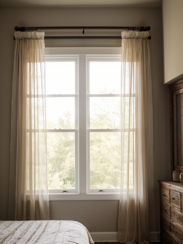 Luxurious Rustic Glam Bedroom Decor: Layered Window Treatments for a Soft & Sophisticated Feel