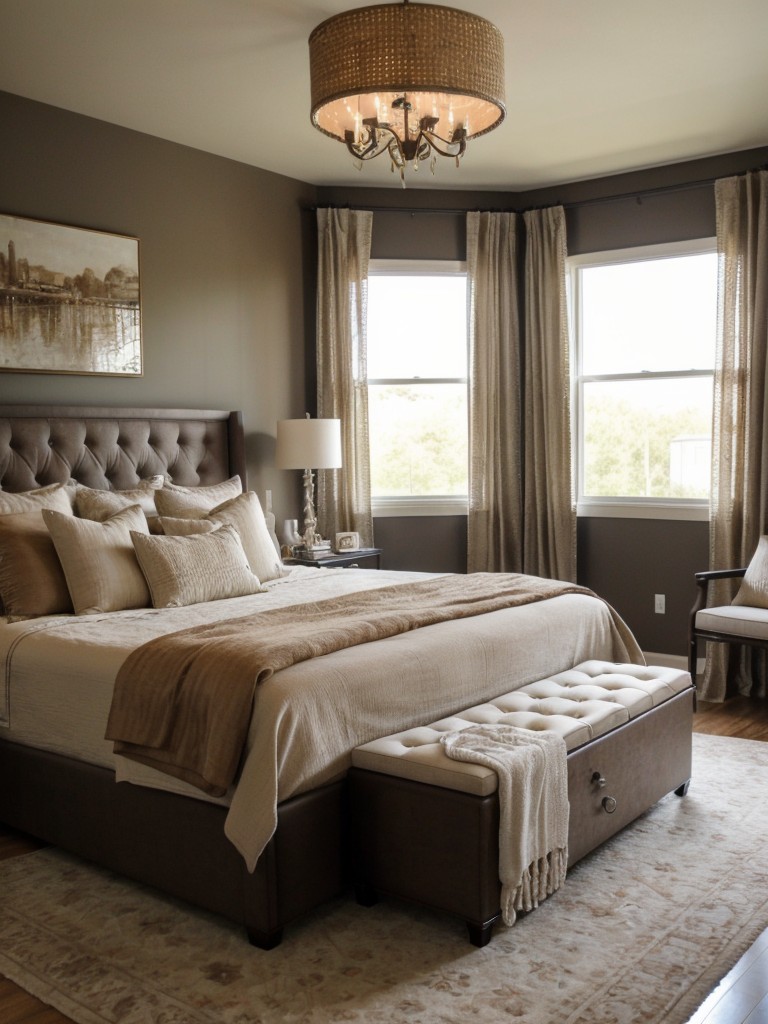 Luxurious Rustic Glam: Add a Tufted Ottoman to Your Bedroom!