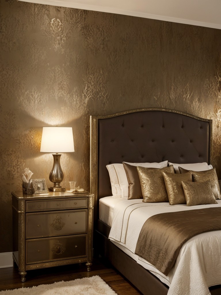 Rustic Glam Bedroom: Luxurious Decor with Metallic Accents!