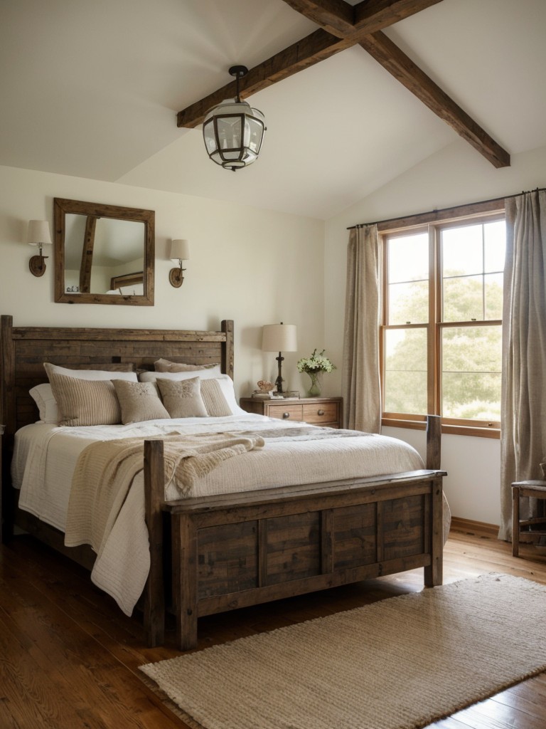 Cozy Rustic Cottage Bedroom with Mirrors for a Spacious Vibe