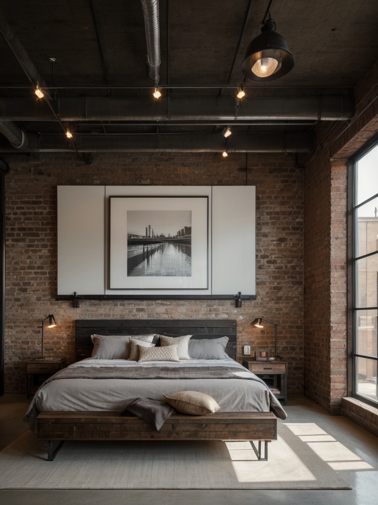 Industrial Chic: Elevate Your Bedroom with Exposed Brick & Vintage Accents!