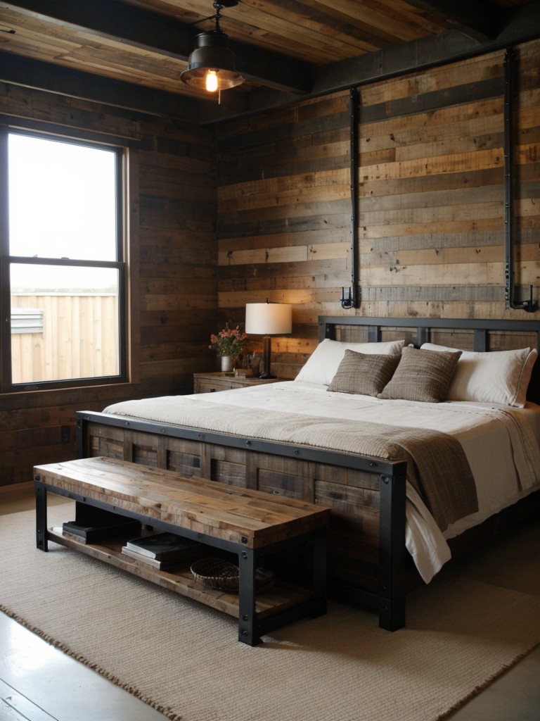 Embrace Rustic Industrial Bedroom Vibes with Reclaimed Wood and Metal Accents