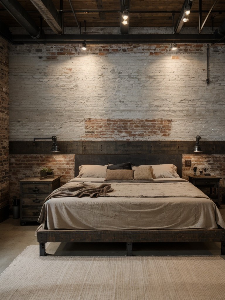 Raw & Edgy Rustic Industrial Bedroom Ideas: Experiment with Distressed Walls & Exposed Brick!