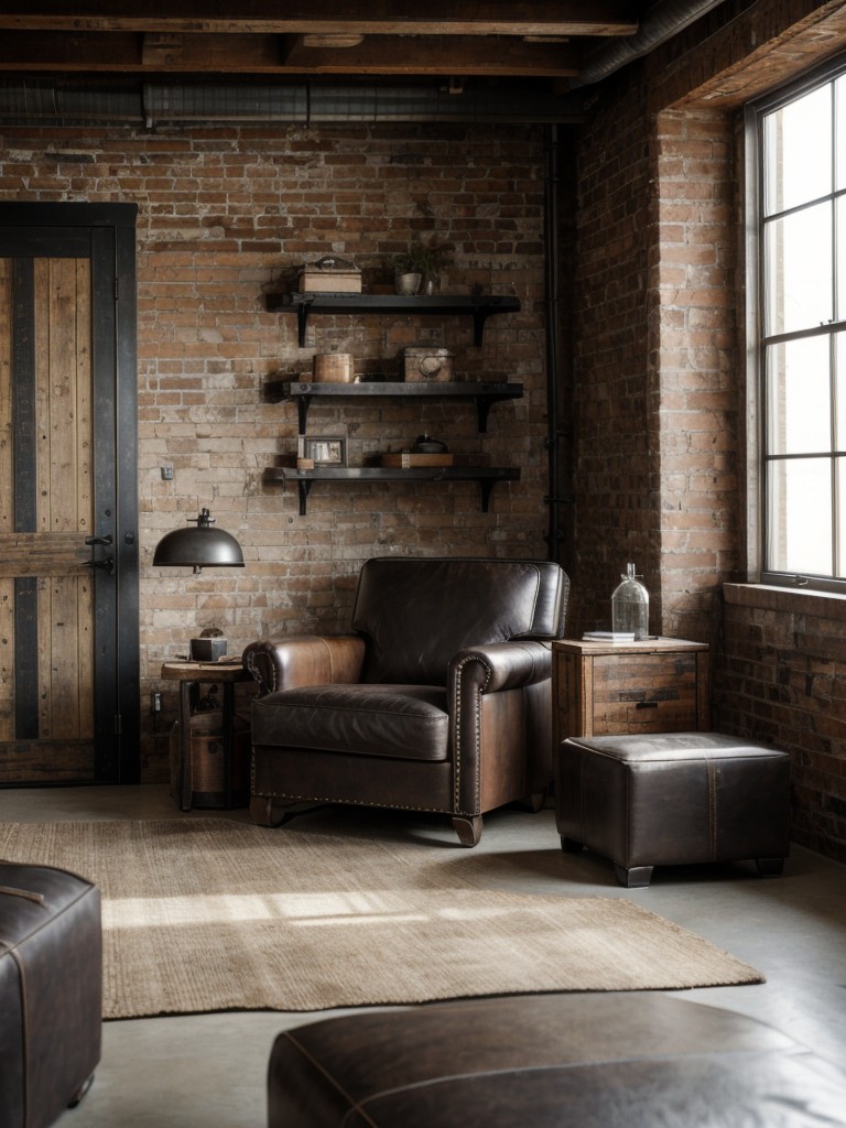 Raw & Edgy: Rustic Industrial Bedroom with Leather Accents