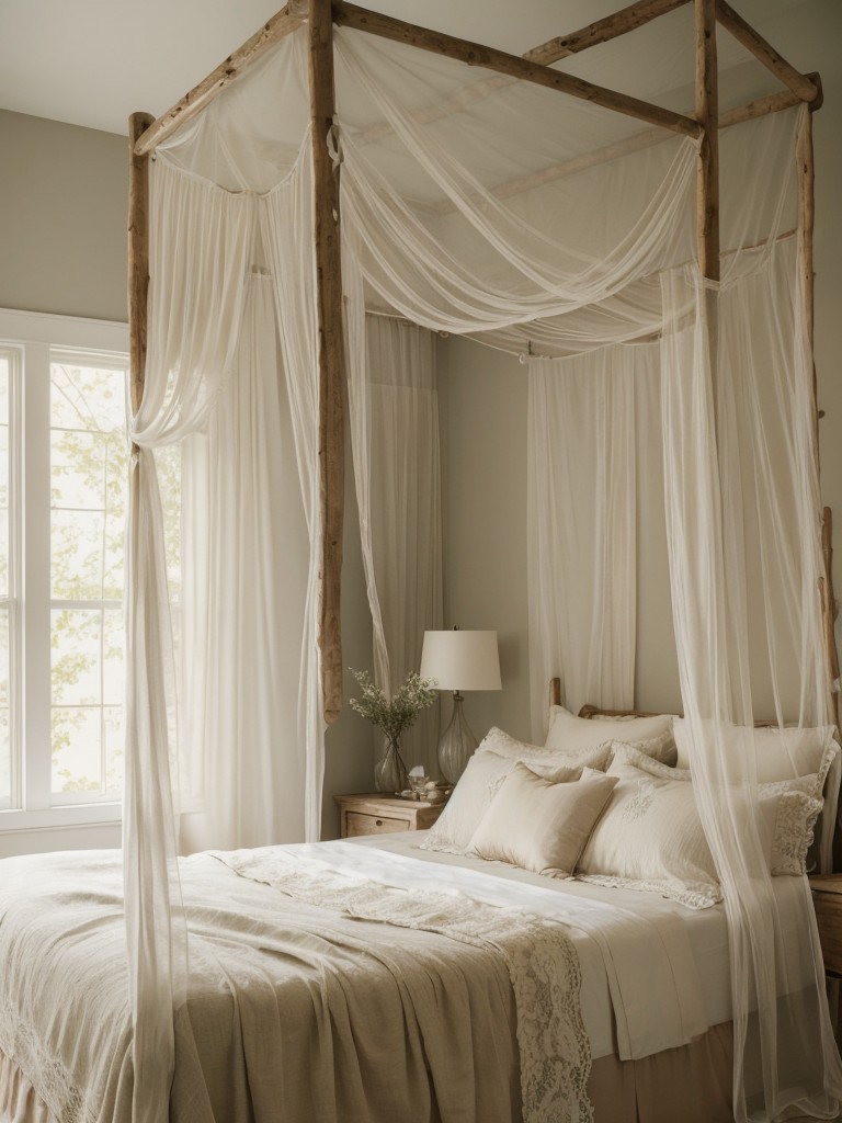 Cozy Apartment Bedroom: Dreamy Rustic Vibes with Lace Curtains!