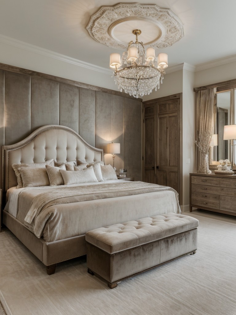 Serene Rustic Bedroom: Luxurious accents for an opulent vibe