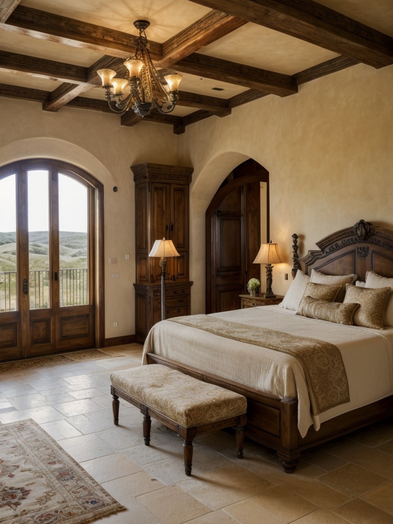 Majestic Tuscan Bedroom: Luxurious, Grandiose, and Architecturally Stunning