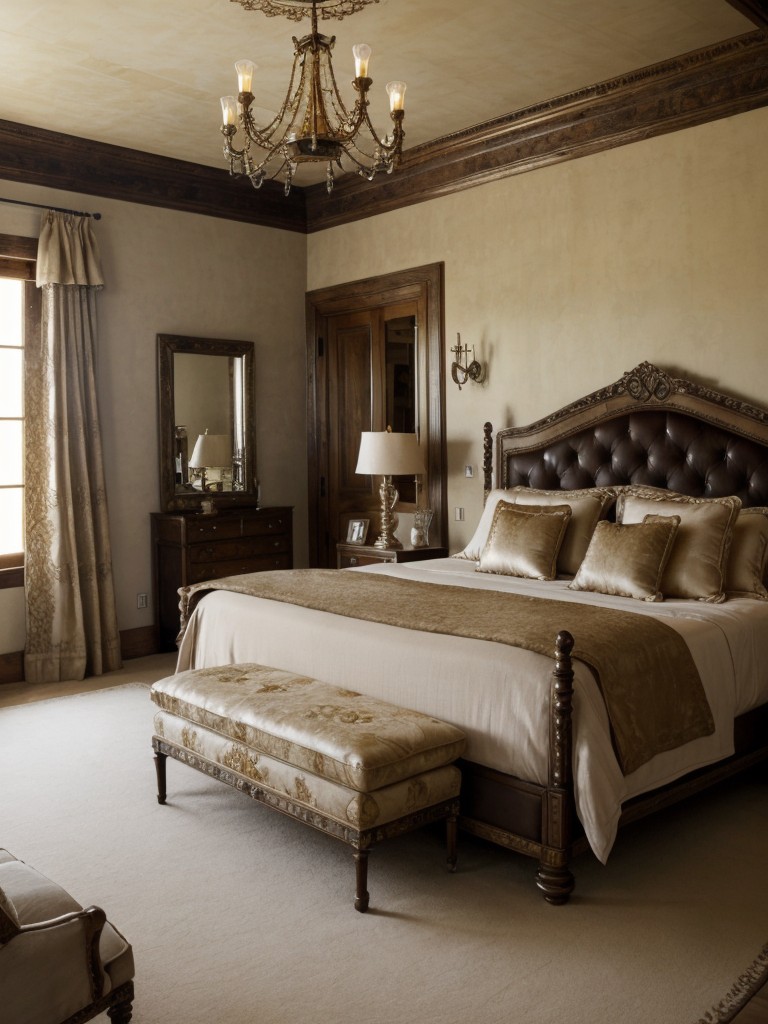 Luxurious Tuscan Bedroom Escape: Chandeliers, Mirrors, & Opulent Textiles!