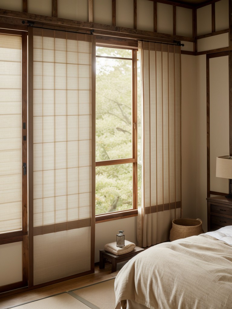 Zen-Inspired Rustic Japanese Bedroom Decor: Let Nature's Light Set the Ambiance!