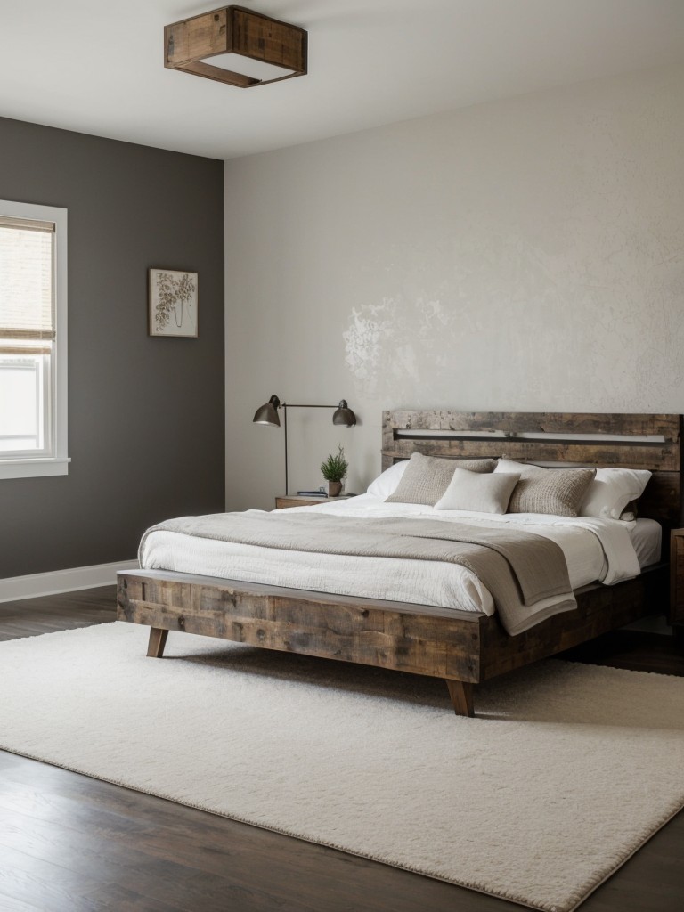 Minimalist Rustic Bedroom Ideas: Clean lines, sleek furniture, monochromatic vibes