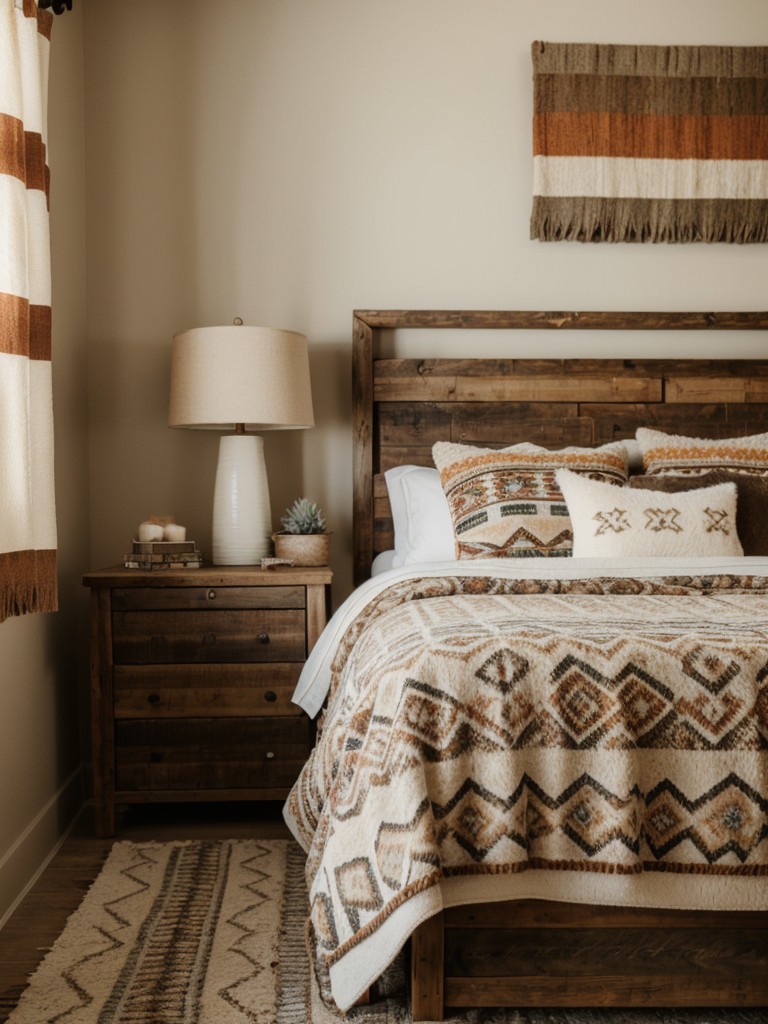 Desert-inspired bedroom with cozy textures and Navajo patterns