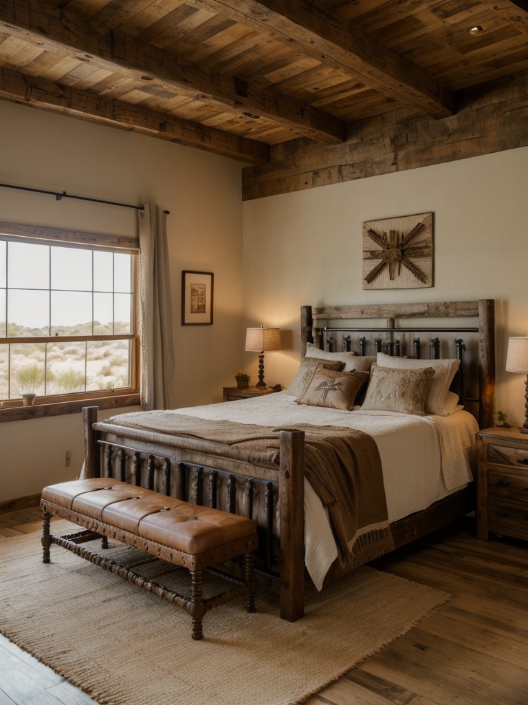 Desert-inspired bedroom decor: Rustic charm meets Southwestern elegance.