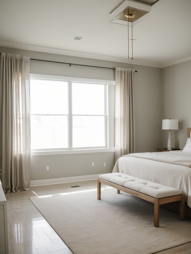 Effortlessly Chic Bedroom: Embrace Natural Light with Sheer Floor-to-Ceiling Curtains.