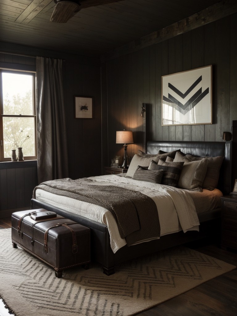 Cozy Rustic Farmhouse Bedroom: Dark, Moody & Masculine Vibes