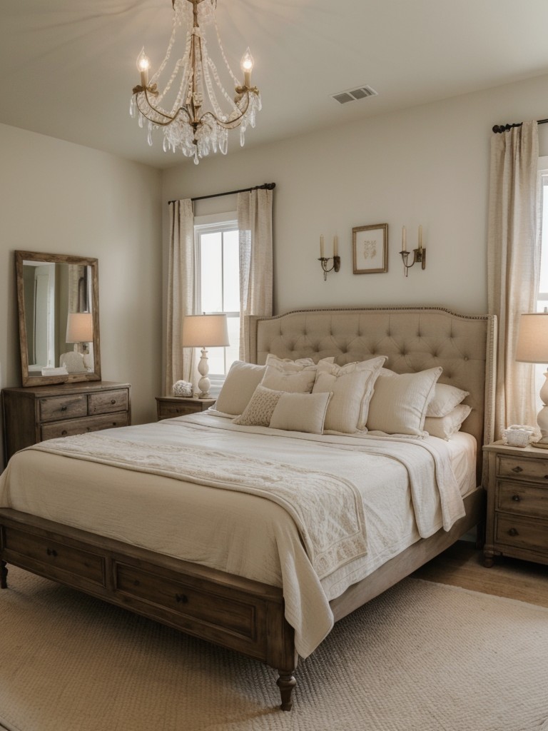 Cozy and Rustic Farmhouse Bedroom: French-inspired elegance and vintage charm!