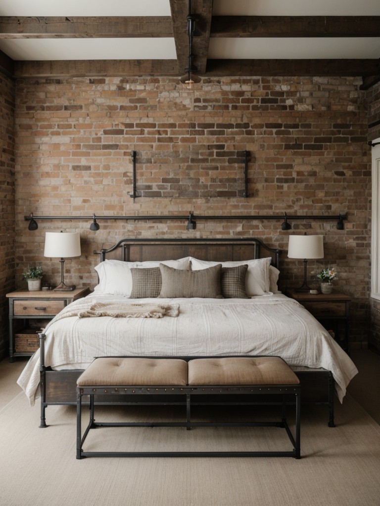 Cozy Urban Apartment: Industrial Vibes for a Cool and Edgy Bedroom.