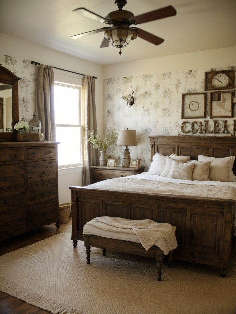 Vintage-Inspired Farmhouse Bedroom: Rustic Charm for a Cozy Retreat