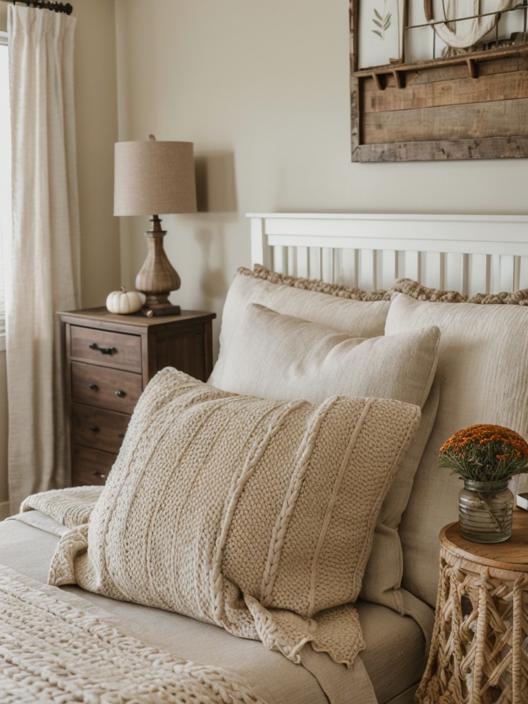 Create a Cozy Farmhouse Bedroom with Textured Decor.