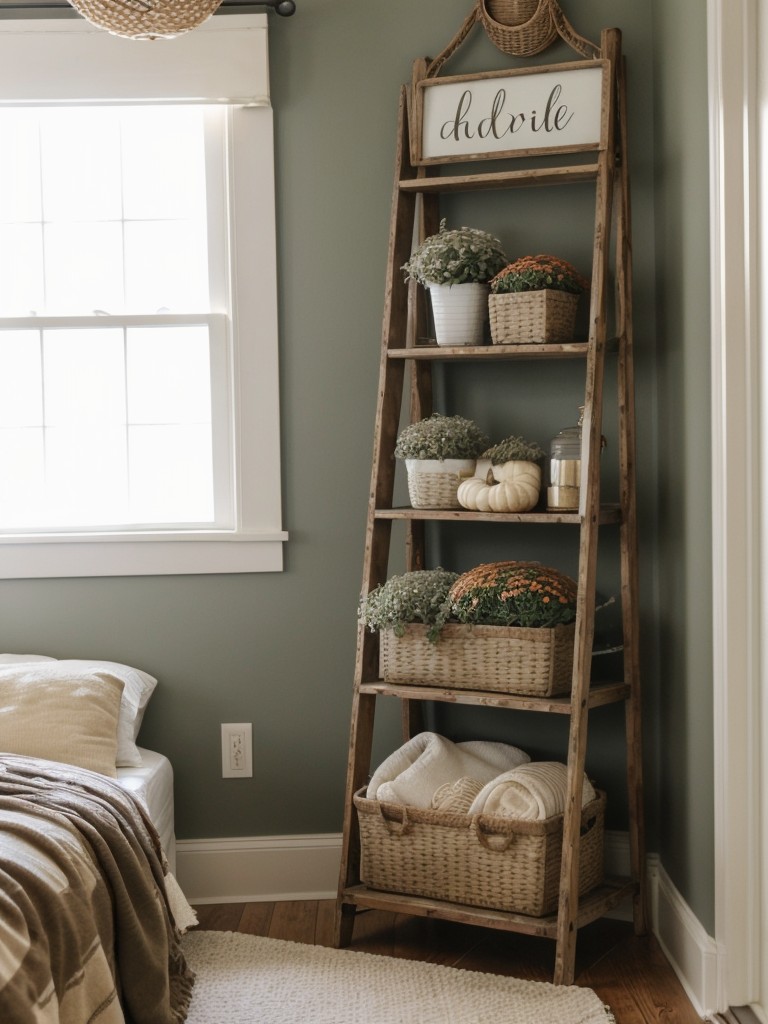 Farmhouse Bedroom Bliss: Vintage ladder storage and decor ideas for your apartment