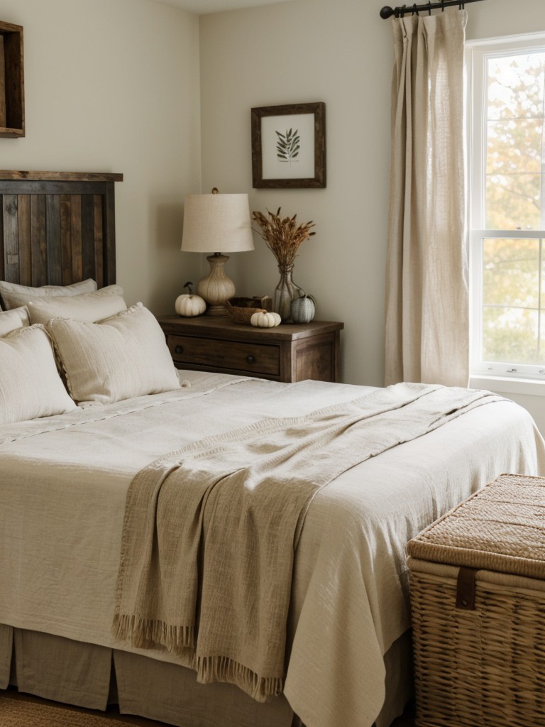 Farmhouse-inspired bedroom decor: Embrace natural materials for a soothing retreat!