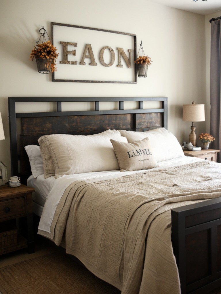 Metallic Farmhouse Bedroom Decor: Industrial Chic Touches