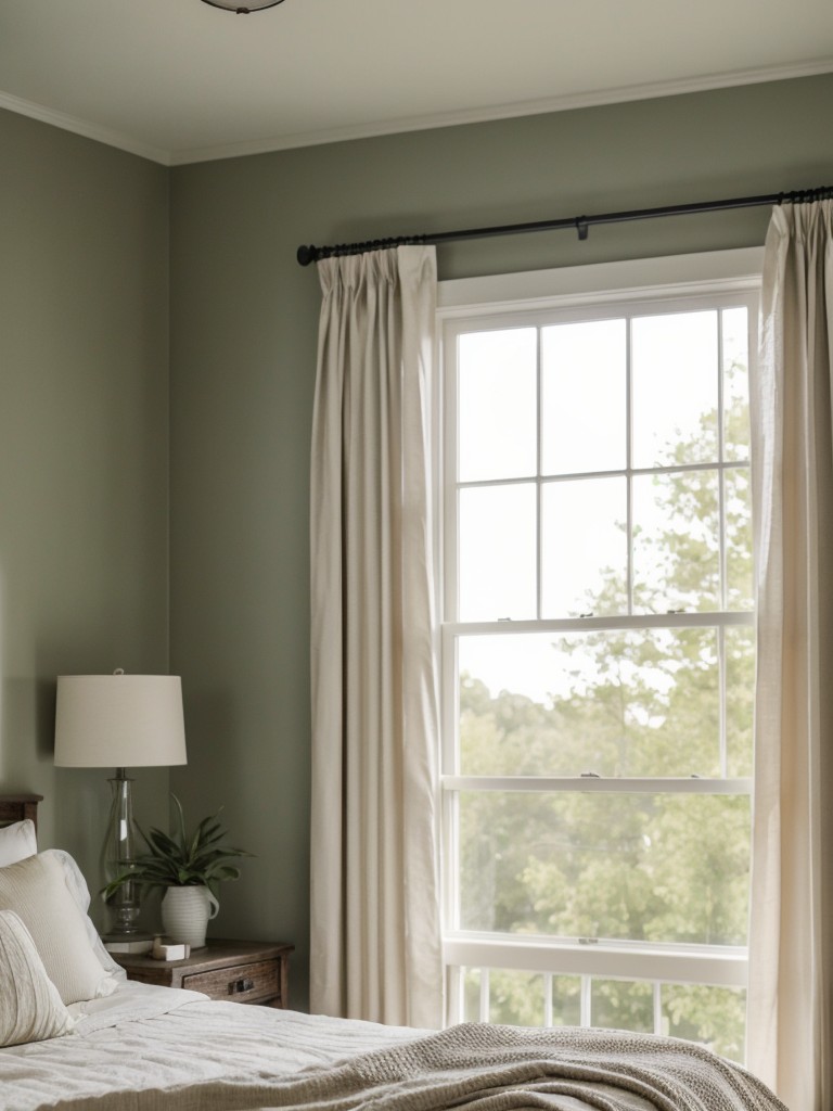 Serene Farmhouse Bedroom: Natural Light, Oversized Plants