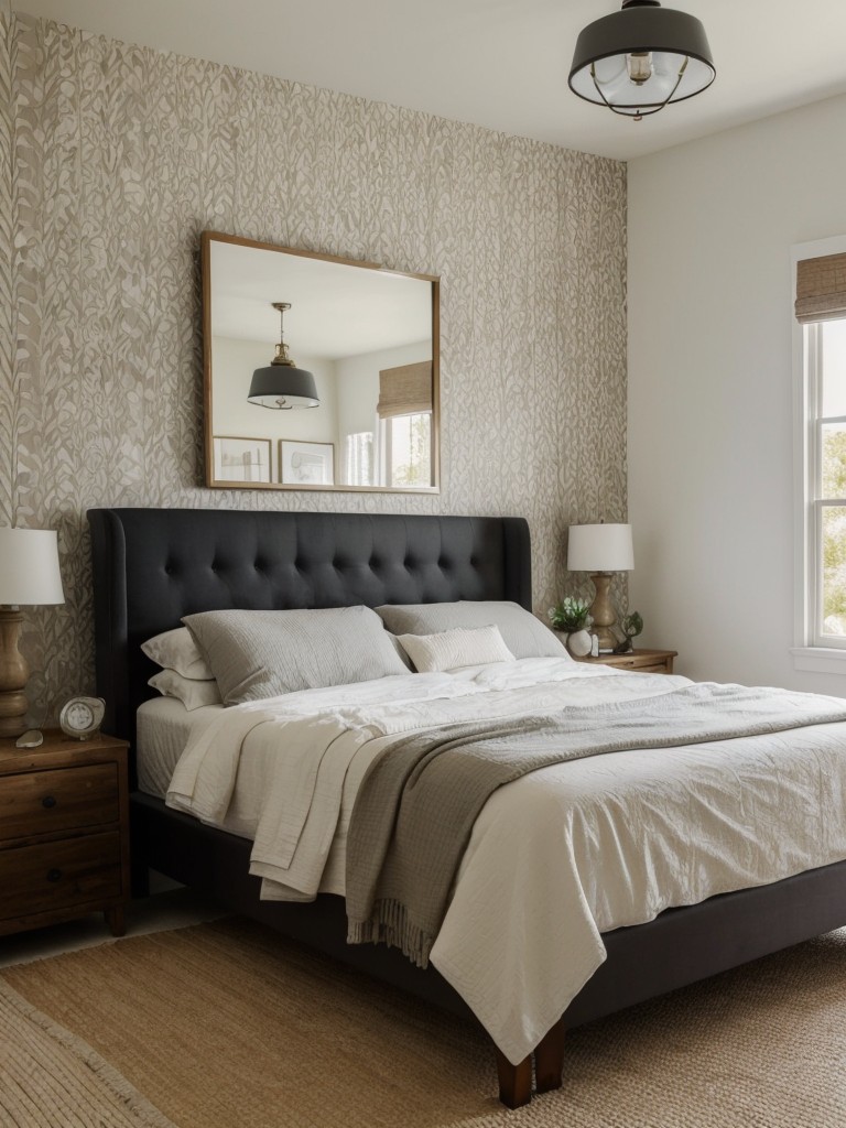 Stunning Farmhouse Bedroom: Bold Wallpaper + Minimalist Furniture