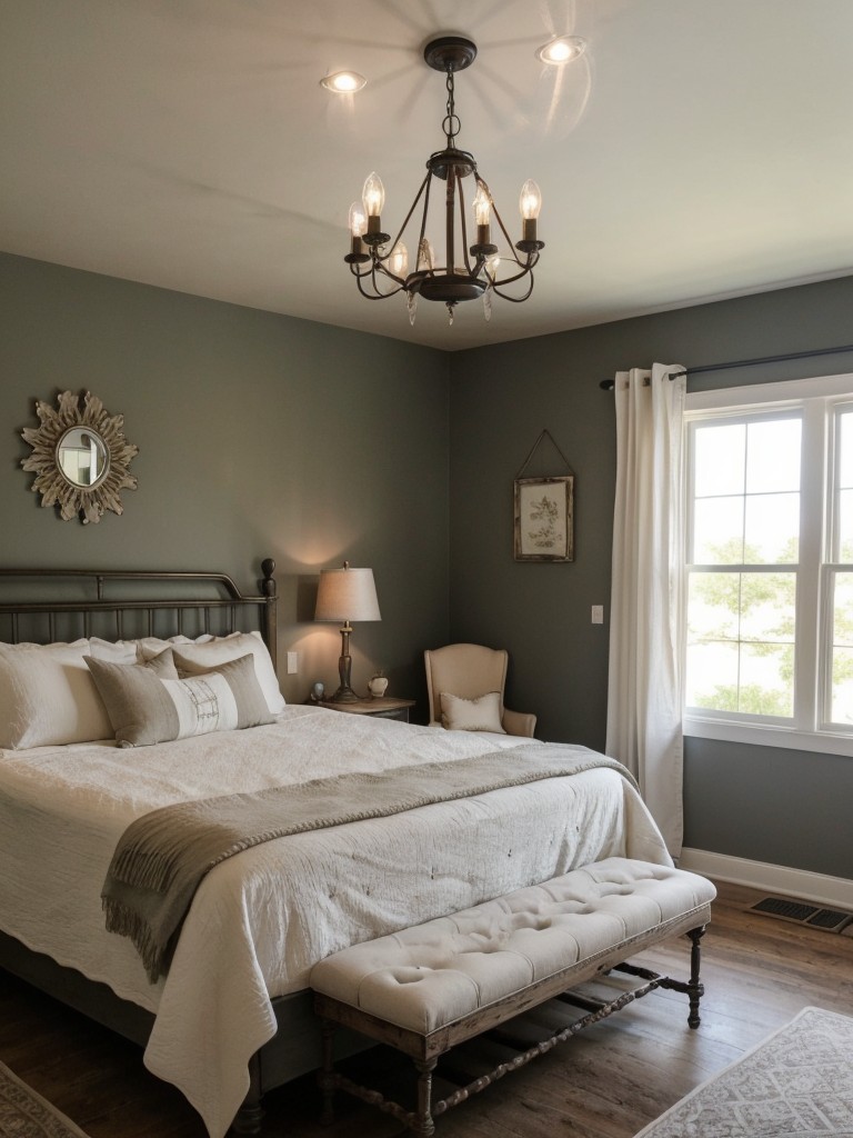 Vintage-inspired farmhouse lighting ideas for a dreamy bedroom.