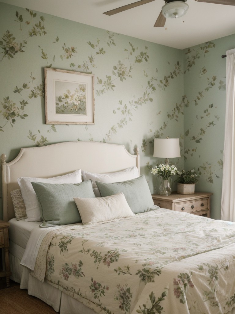 Serene Farmhouse Bedroom Vibes: Embrace Botanical Prints for a Natural Oasis!