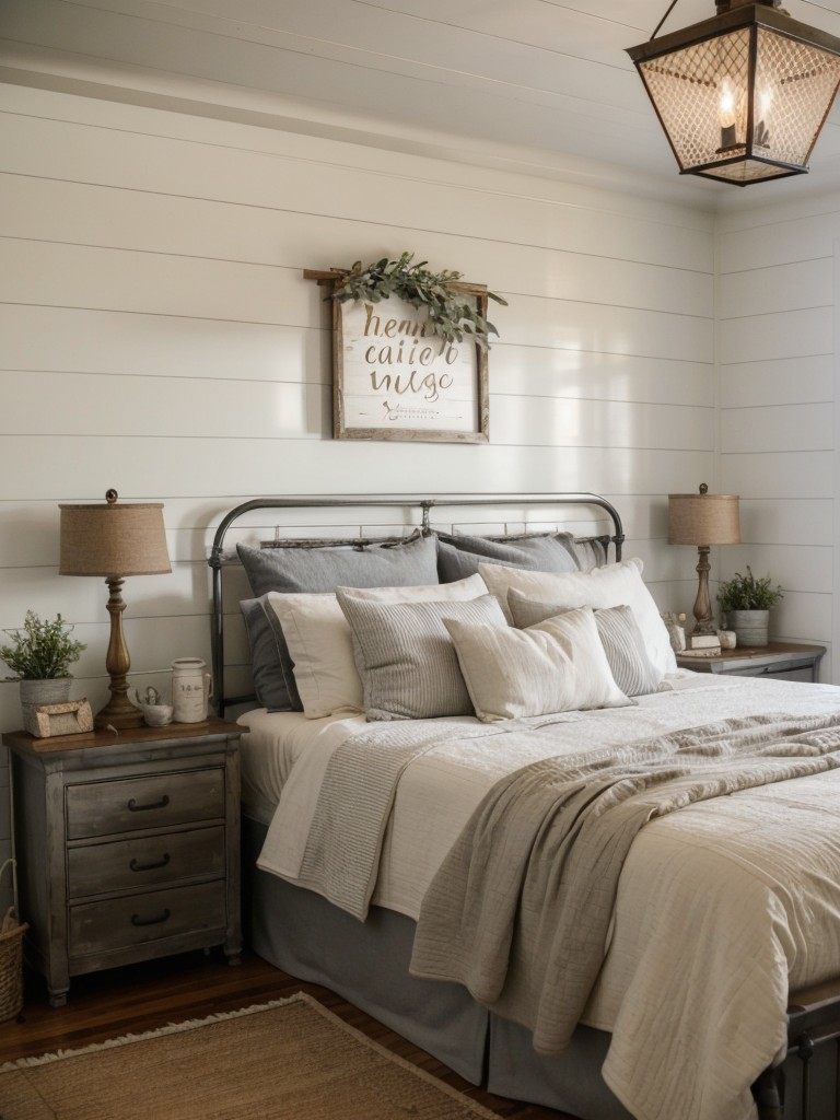 Farmhouse-inspired bedroom decor: Get cozy with galvanized metal accents!